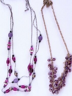 Two Purple Bead Necklaces— Unbranded - Complimentary bundle